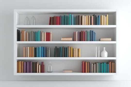 A meticulously organized library shelf filled with a diverse collection of books, offering a glimpse into a world of knowledge and exploration.