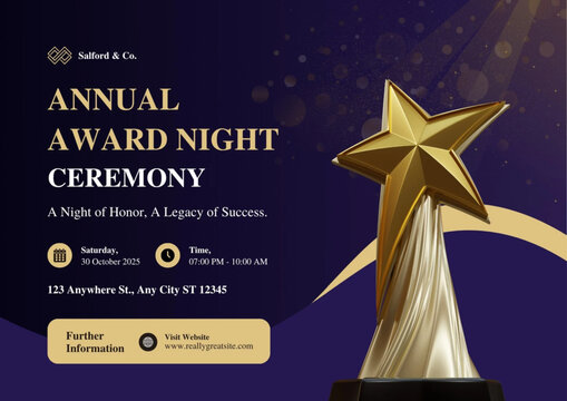 Golden star trophy, award ceremony, luxury event, recognition symbol, vector illustration