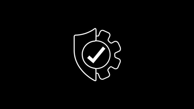 Security, safety, shield protection management icon animation. Secure, safe, protect, guard, privacy, defense manage animated symbol and Gear with verified shield animation.