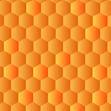 Hand-drawn illustration of a honeycomb background in a warm and natural artistic style. Seamless hexagonal pattern inspired by real honey cells, symbolizing nature, beekeeping, and organic production