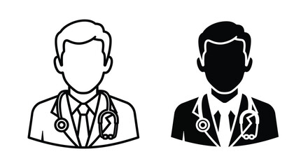 Fototapeta premium The doctor silhouette with a stethoscope conveys the medical profession and healthcare services.