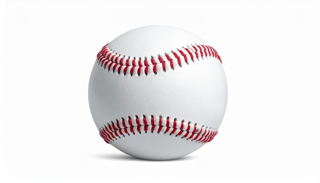 Isolated Baseball with Red Stitching on White Background