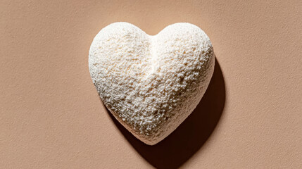 Obraz premium Heart shaped protein powder representing health, wellness, and loving nutrition on a soft pastel background