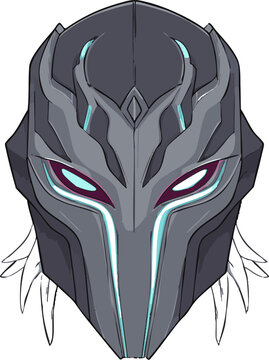 Futuristic Robotic Helmet with Glowing Eyes