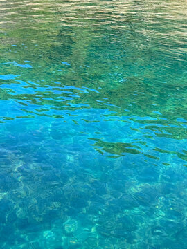 Blue turquoise ocean water vertical background.