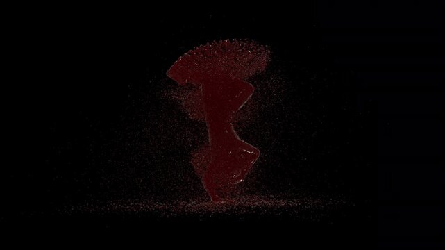 Chocolate,  slow motion. 3D animation of white and brown liquid cream drops splash isolated on brown., with Alpha matte