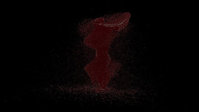Chocolate,  slow motion. 3D animation of white and brown liquid cream drops splash isolated on brown., with Alpha matte