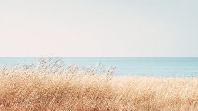 *Golden Grass Meets the Ocean Shoreline*