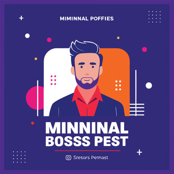 Minimalist illustration of a man with beard and stylish hair  modern design