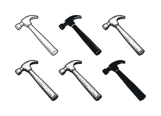 Fototapeta premium Claw hammer hand tool with metal head and wooden handle used for driving and removing nails in construction