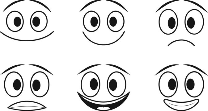 Minimal cartoon face with simple eyes and mouths cartoon faces minimal simple eyes