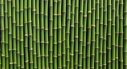 Obraz premium Fresh Green Bamboo Stalks Close-Up Flat Lay Background with Natural Node Texture