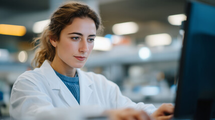 Fototapeta premium Immunology team calibrating mRNA formulation parameters in pharmaceutical cold storage facility with ultra-low temperature freezers for experimental vaccine candidate production, ideal for therapeut