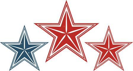 Fototapeta premium Retro starburst shapes with distressed texture in red and blue