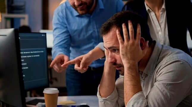 Business Team Solving Problem at Computer Desk