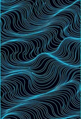 Fototapeta premium Mesmerizing Abstract Pattern of Flowing Blue Lines on a Black Background Creating a Dynamic and Hypnotic Wave-Like Optical Illusion