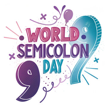 World semicolon day creative typography art balloon.