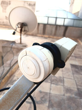 Close-up Satellite Dish LNB Antenna for Signal Communication Technology