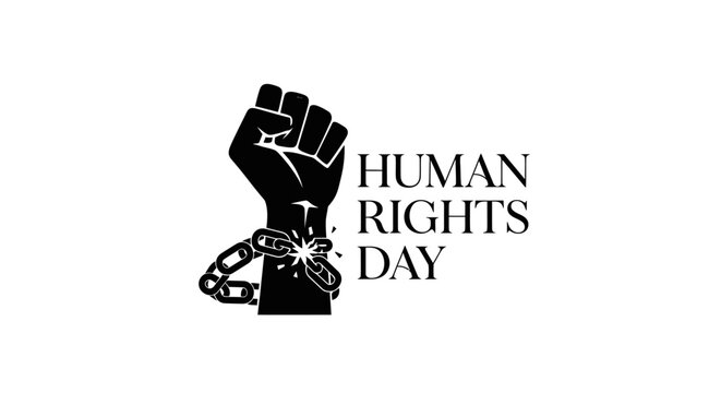 Human Rights Day symbol with broken chains.