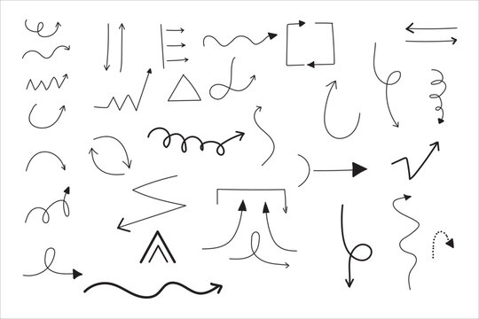 Collection of hand drawn arrows and lines a diverse set of vector elements