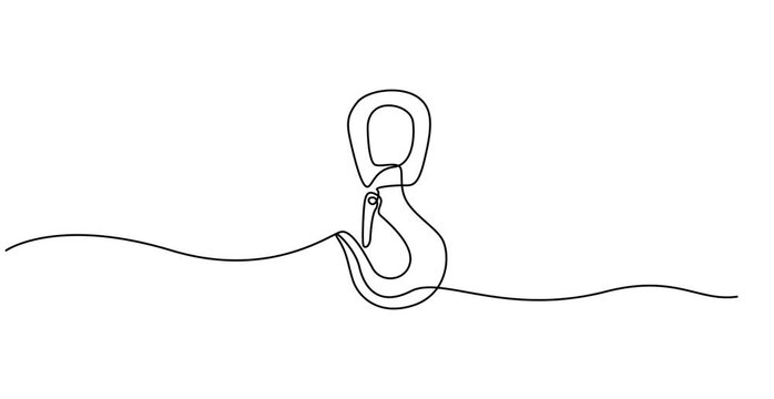 Animated self drawing of  Continuous one line drawing hook. Stylish building crane hook animation video. Sketch isolated on white background, Crane hook continuous one line drawing, Single line