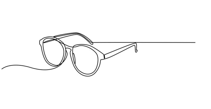 continuous one line drawing of glasses. vector illustration, Animated self drawing of single continuous line draw. Glasses drawn with one continuous line. Minimalist line of glasses. Animation on.