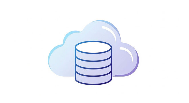 A vector graphic illustration of a cloud database storage icon design