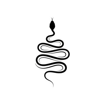 Black snake illustration coiled with sharp tongue.