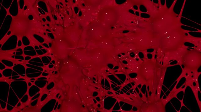 Looping animation. Plexus. An abstract three-dimensional network dynamically transforms, mimicking complex connections of neurons or data nodes. The weaves flow smoothly, vibrate and break, creating t
