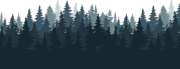 forest minimalist conifer silhouettes with atmospheric fog layers © AIcon Star