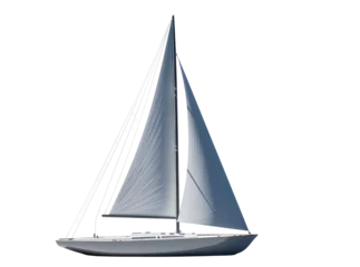 Fotobehang Zeilen Isolated sleek modern grey sailboat with two sails, luxury yacht for ocean leisure and sport  © Oisin
