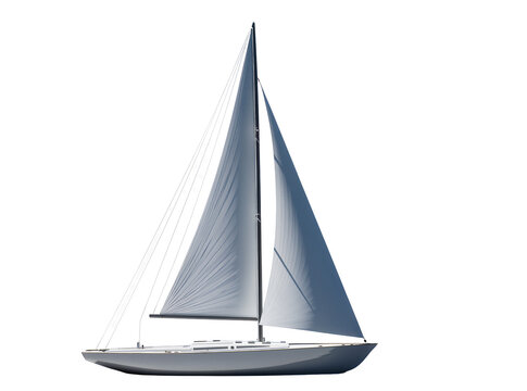 Isolated sleek modern grey sailboat with two sails, luxury yacht for ocean leisure and sport