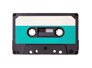 Fototapeta premium Isolated retro audio cassette tape for music playback and recording, vintage media item