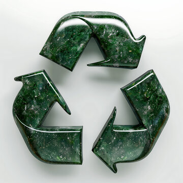 Recycling symbol (Mobius loop) isolated on a pure white background, three arrows arranged in a triangle, clean sharp edges.