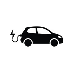 Obraz premium Electric vehicle charging icon car with plug silhouette
