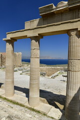 Fototapeta premium Lindos Acropolis, Rhodes Island, Greece. Greco Roman structure from the 4th century BC .