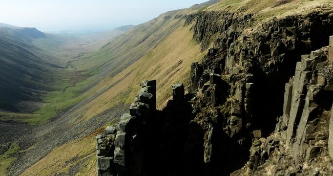 Stone pillars at High Cup Nick in north Yorkshire