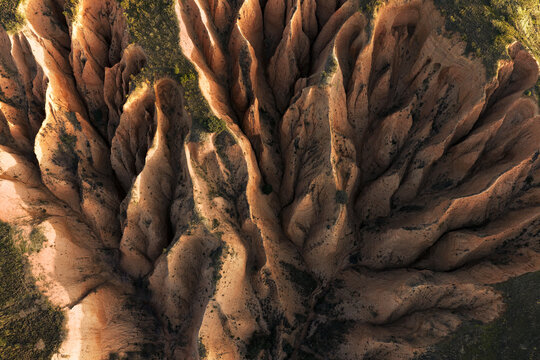 Eroded formations in Mingo Negro Badlands landscape
