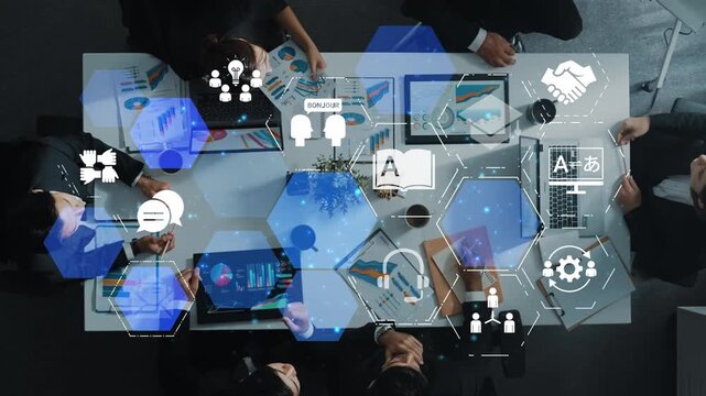 Translation icons show international languages, interpretation, and communication. Translation helps global business, translation supports learning, and translation improves cultural exchange. Funnel