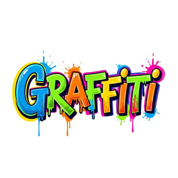 Colorful Graffiti Text with Paint Splatters.