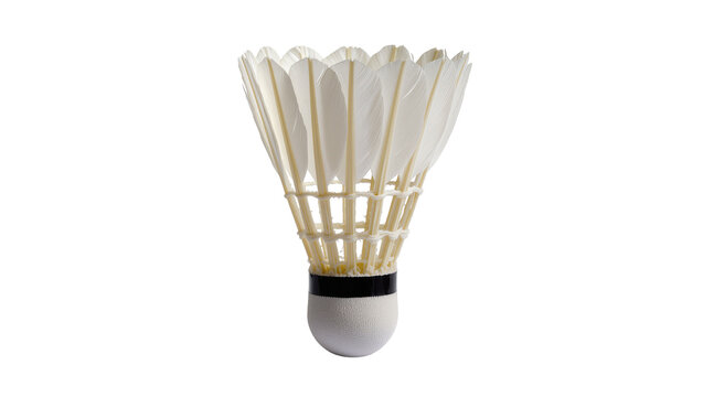 White badminton shuttlecock with black band, isolated on transparent background