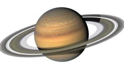 Saturn planet with detailed rings, isolated on transparent background © Giulia
