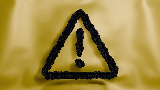 3D deflating warning sign silky ripple fluid background 
