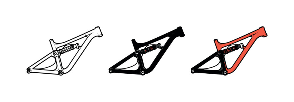 Conquered terrain outcome represented using equivalent suspension frames displayed horizontally, same tube layout and shock
