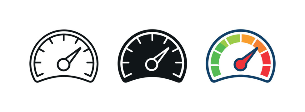 Tracking efficiency involves speedometer gauge symbols positioned side by side in a straight horizontal arrangement, same dial