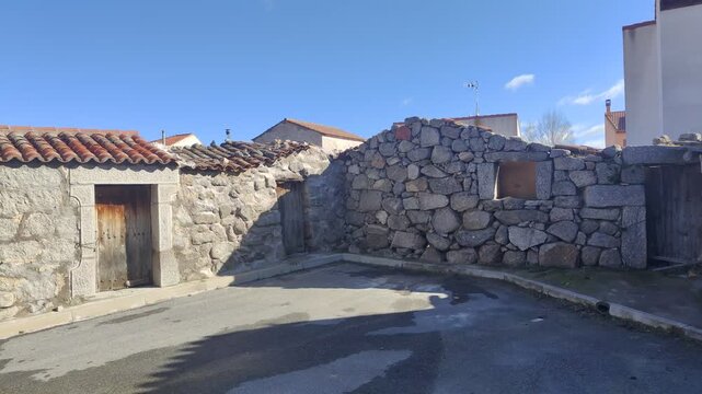 Stone houses in a rustic medieval spanish village