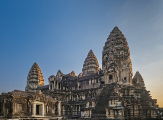 Naklejka premium Temple at Angkor Wat Cambodia at sunrise