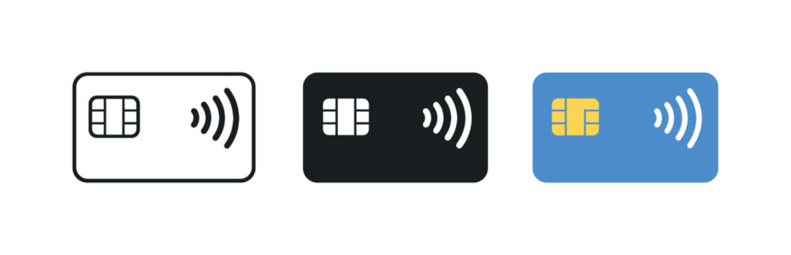 Driving fintech growth involves contactless payment card symbols positioned side by side in a straight horizontal arrangement,