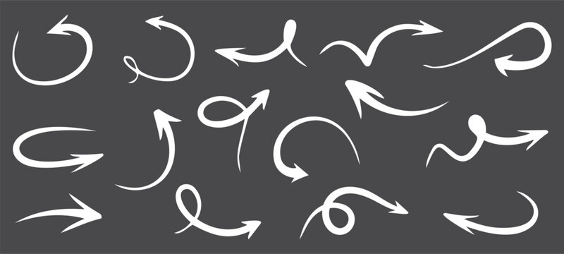 Versatile Arrow Set: A collection of various arrows, each artfully designed to indicate direction, adding a dynamic touch to any design or concept. Transparent PNG available