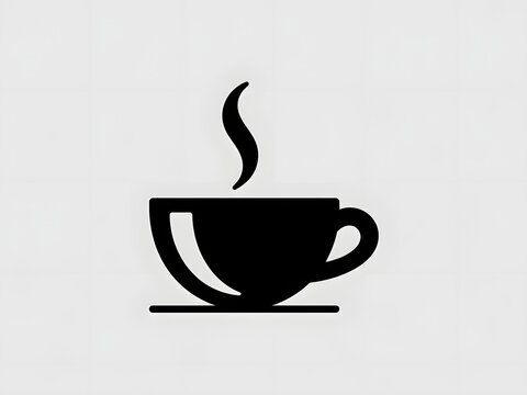 minimalist coffee cup icon, hot drink symbol, cafe logo, espresso mug, tea cup vector, black and white coffee, steaming beverage, morning caffeine, kitchen sign, restaurant menu graphic, breakfast ico
